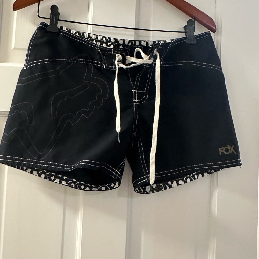 Fox Black Athletic Shorts with White Accents